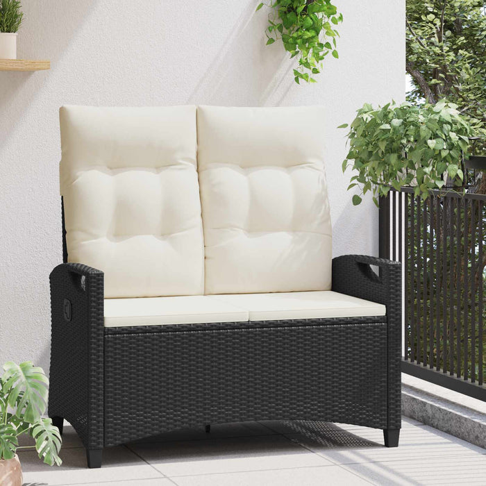 Bancă de grădină cu pernă Negru și Crem 105 x 60 x 112 cm - WALTI WALTI