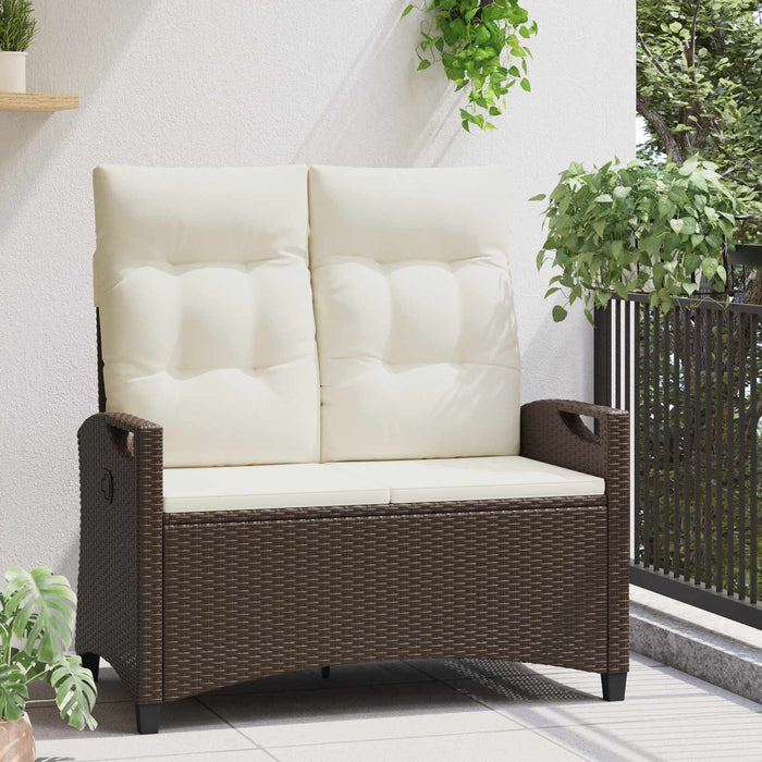 Bancă de grădină cu pernă Maro și Crem 105 x 60 x 112 cm - WALTI WALTI