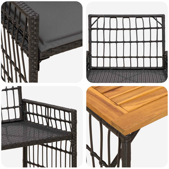 Set de Mobilier pentru Exterior 4 pcs Negru și Gri închis - WALTI WALTI
