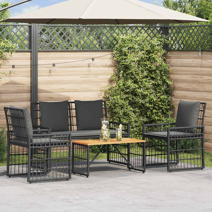 Set de Mobilier pentru Exterior 4 pcs Negru și Gri închis - WALTI WALTI