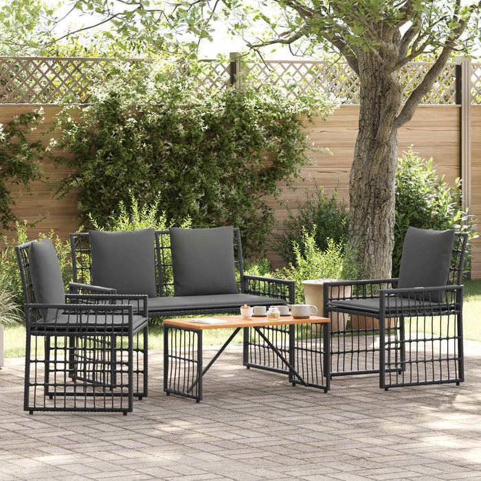 Set de Mobilier pentru Exterior 4 pcs Negru și Gri închis - WALTI WALTI