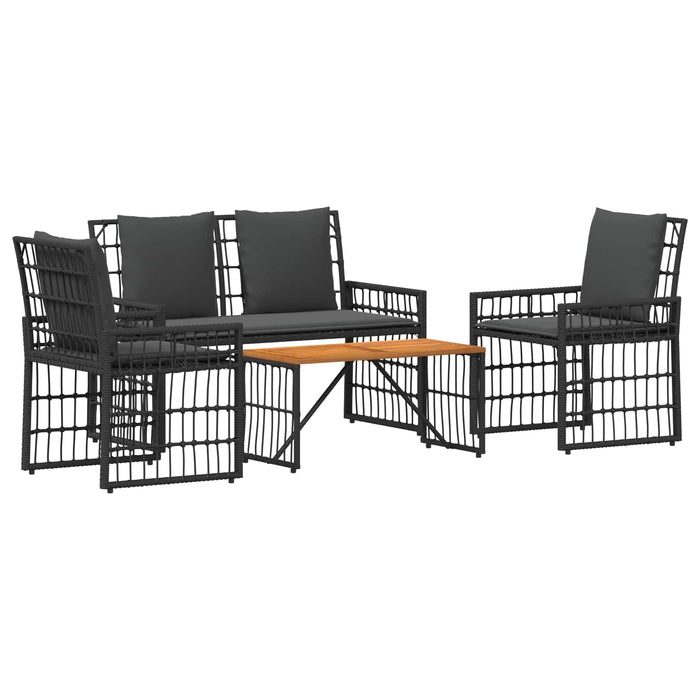 Set de Mobilier pentru Exterior 4 pcs Negru și Gri închis - WALTI WALTI