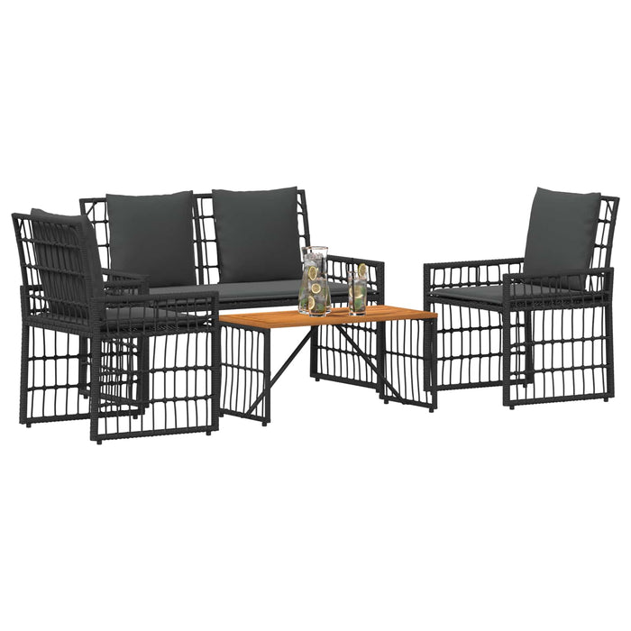 Set de Mobilier pentru Exterior 4 pcs Negru și Gri închis - WALTI WALTI