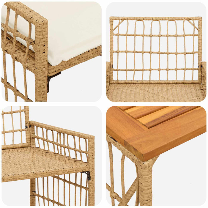 Set de Mobilier pentru Exterior 4 pcs Alb Natural și Crem - WALTI WALTI