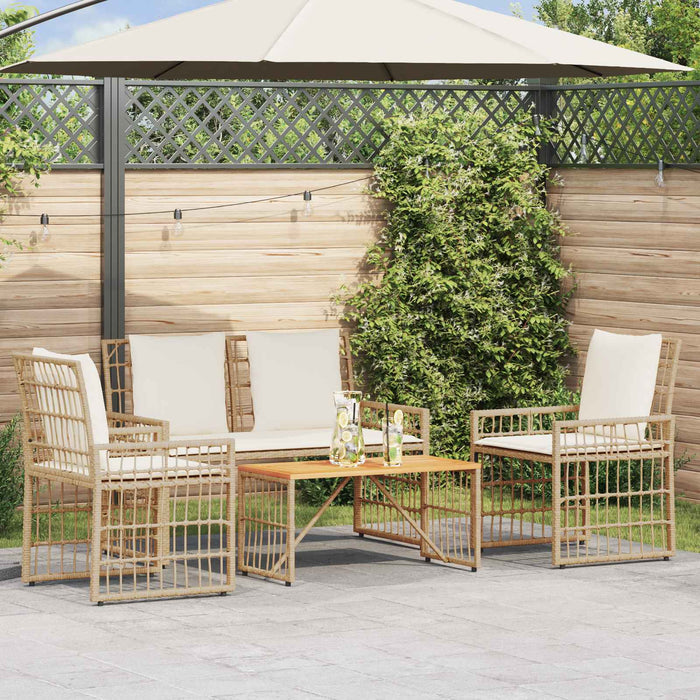 Set de Mobilier pentru Exterior 4 pcs Alb Natural și Crem - WALTI WALTI