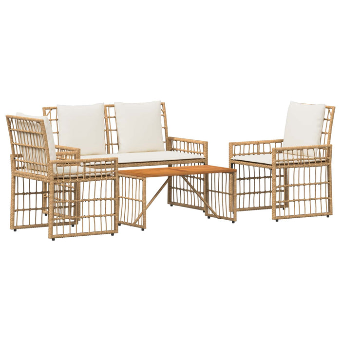 Set de Mobilier pentru Exterior 4 pcs Alb Natural și Crem - WALTI WALTI
