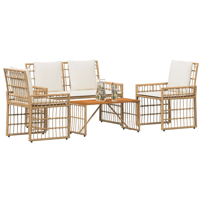 Set de Mobilier pentru Exterior 4 pcs Alb Natural și Crem - WALTI WALTI