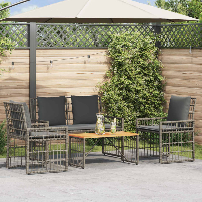 Set de Mobilier pentru Exterior 4 pcs Negru și Gri închis - WALTI WALTI