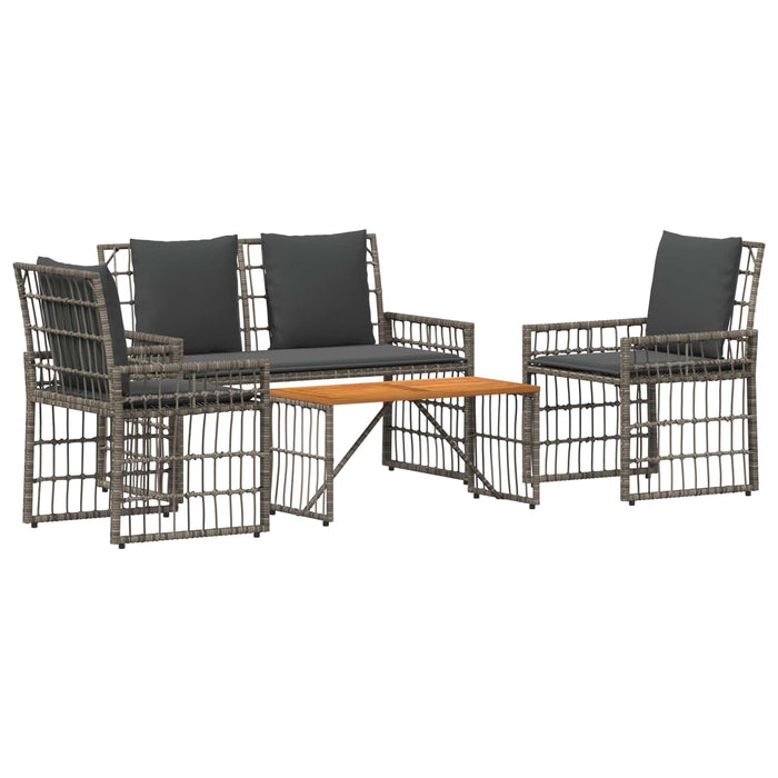 Set de Mobilier pentru Exterior 4 pcs Negru și Gri închis - WALTI WALTI