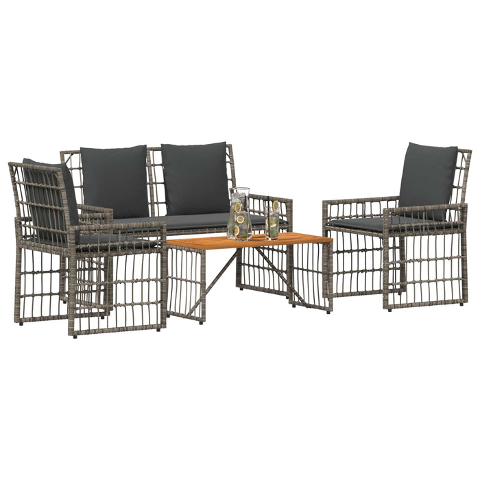 Set de Mobilier pentru Exterior 4 pcs Negru și Gri închis - WALTI WALTI