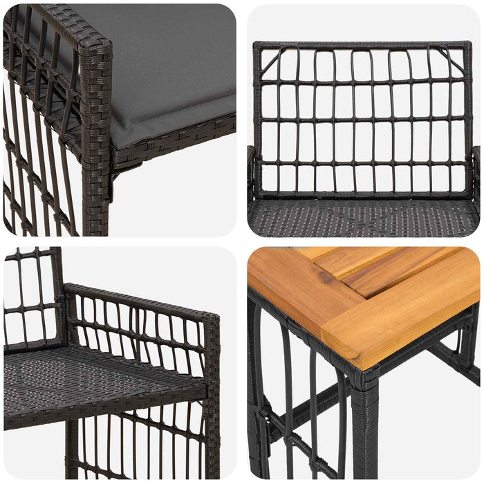 Set de Mobilier pentru Exterior 3 pcs Negru și Gri închis - WALTI WALTI