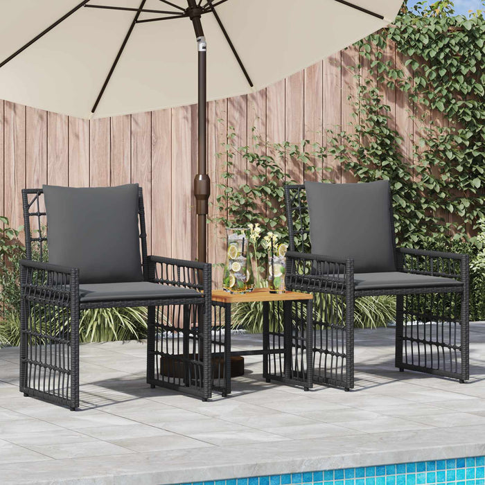 Set de Mobilier pentru Exterior 3 pcs Negru și Gri închis - WALTI WALTI