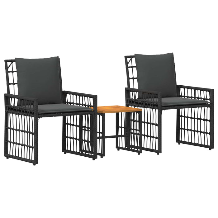 Set de Mobilier pentru Exterior 3 pcs Negru și Gri închis - WALTI WALTI
