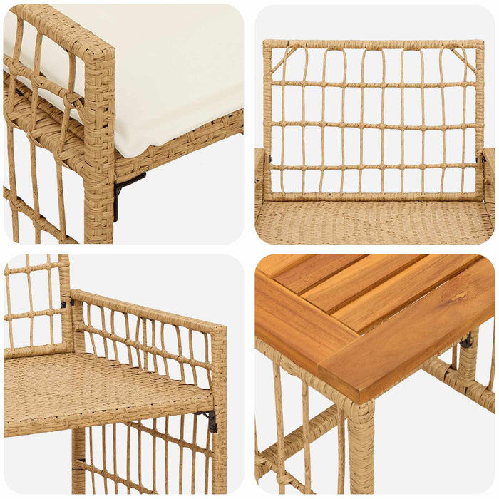 Set de Mobilier pentru Exterior 3 pcs Alb Natural și Crem - WALTI WALTI