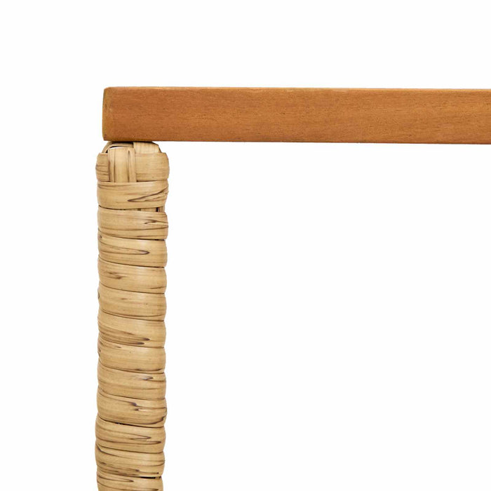 Masă de exterior natural 80 x 40 x 40 cm Oțel și Poliratan - WALTI WALTI