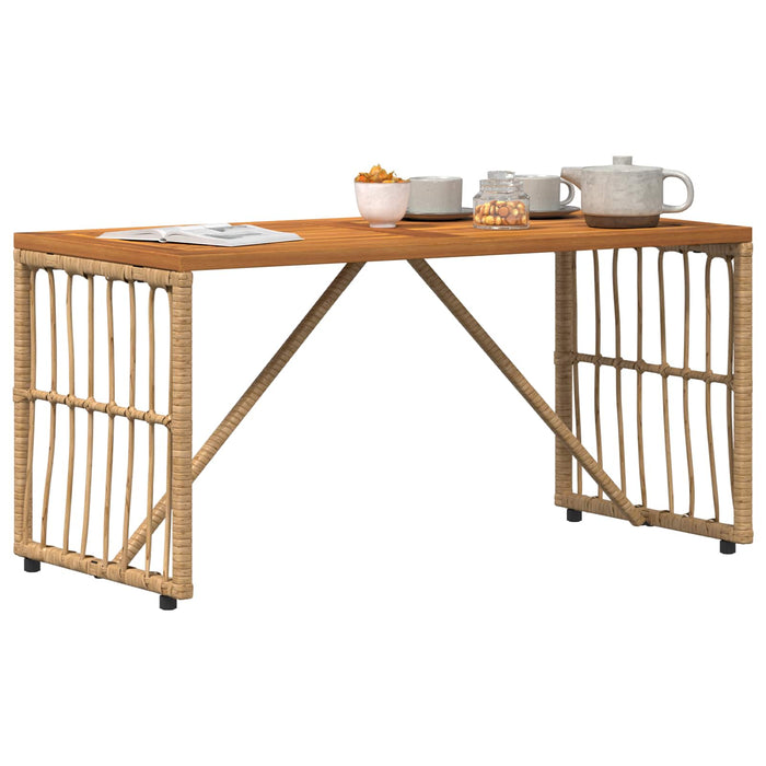 Masă de exterior natural 80 x 40 x 40 cm Oțel și Poliratan - WALTI WALTI