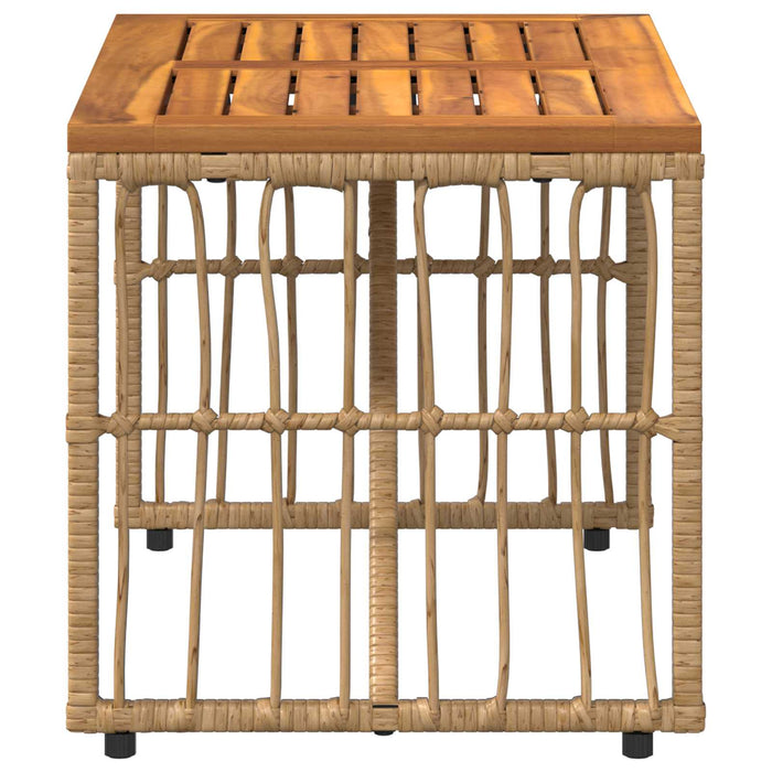 Masă de exterior natural 80 x 40 x 40 cm Oțel și Poliratan - WALTI WALTI