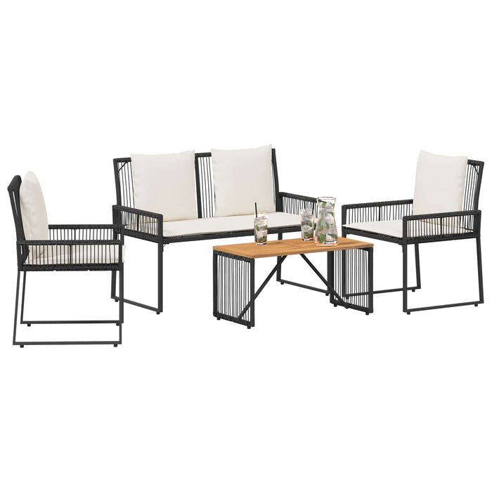 Set de Mobilier pentru Exterior 4 pcs Negru și Alb crem - WALTI WALTI