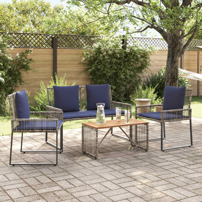 Set de Mobilier pentru Exterior 9 pcs Gri și albastru marin - WALTI WALTI