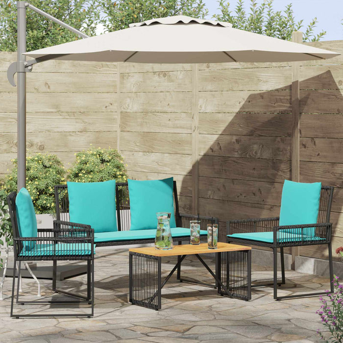 Set de Mobilier pentru Exterior cu pernă 9 pcs Negru și Turcoaz - WALTI WALTI