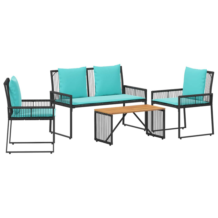 Set de Mobilier pentru Exterior cu pernă 9 pcs Negru și Turcoaz - WALTI WALTI