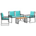 Set de Mobilier pentru Exterior cu pernă 9 pcs Negru și Turcoaz - WALTI WALTI