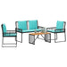 Set de Mobilier pentru Exterior cu pernă 9 pcs Negru și Turcoaz - WALTI WALTI