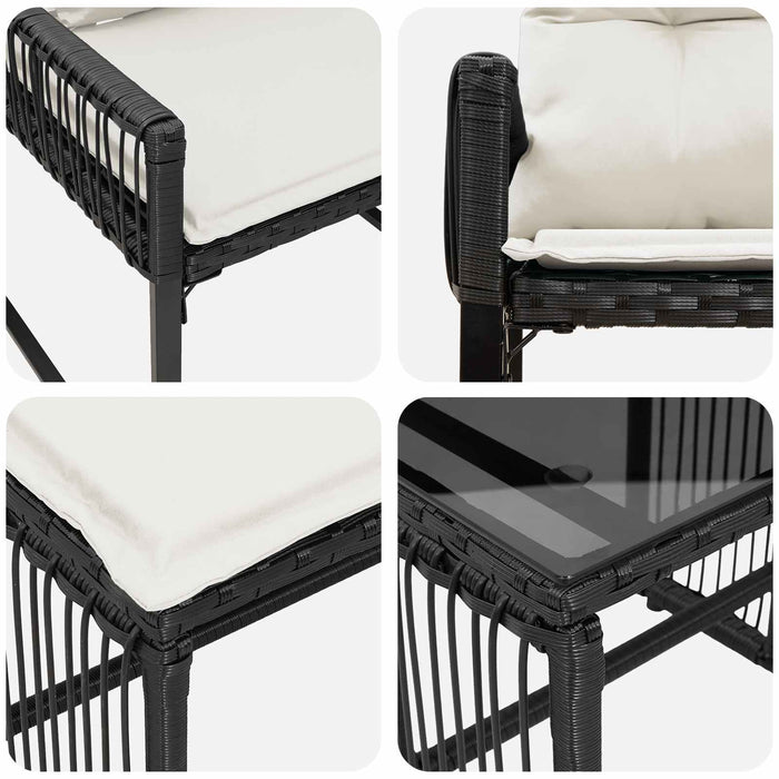 Set de Mobilier pentru Exterior 11 pcs Negru și Alb crem - WALTI WALTI
