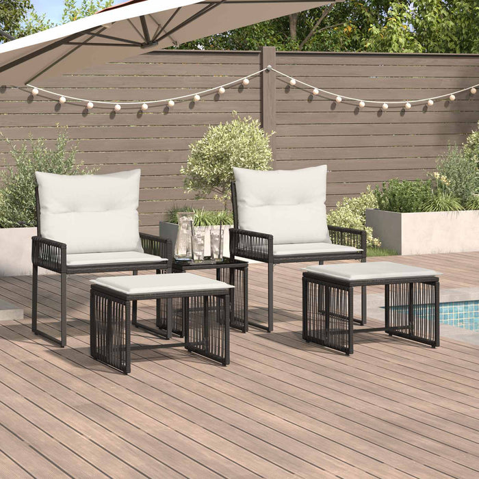 Set de Mobilier pentru Exterior 11 pcs Negru și Alb crem - WALTI WALTI