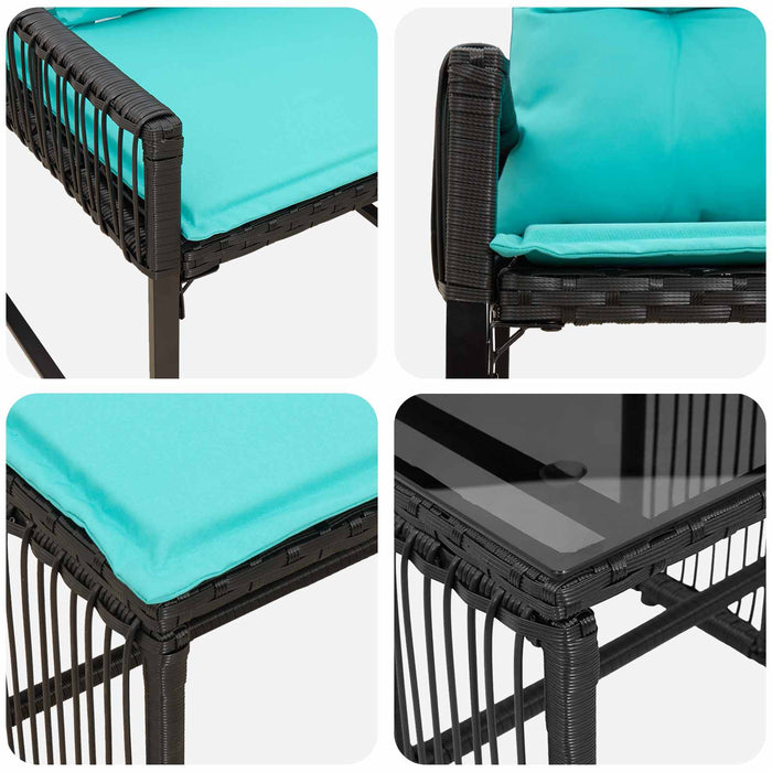 Set de Mobilier pentru Exterior 11 pcs Negru și Turcoaz - WALTI WALTI