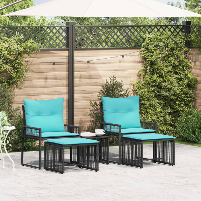 Set de Mobilier pentru Exterior 11 pcs Negru și Turcoaz - WALTI WALTI