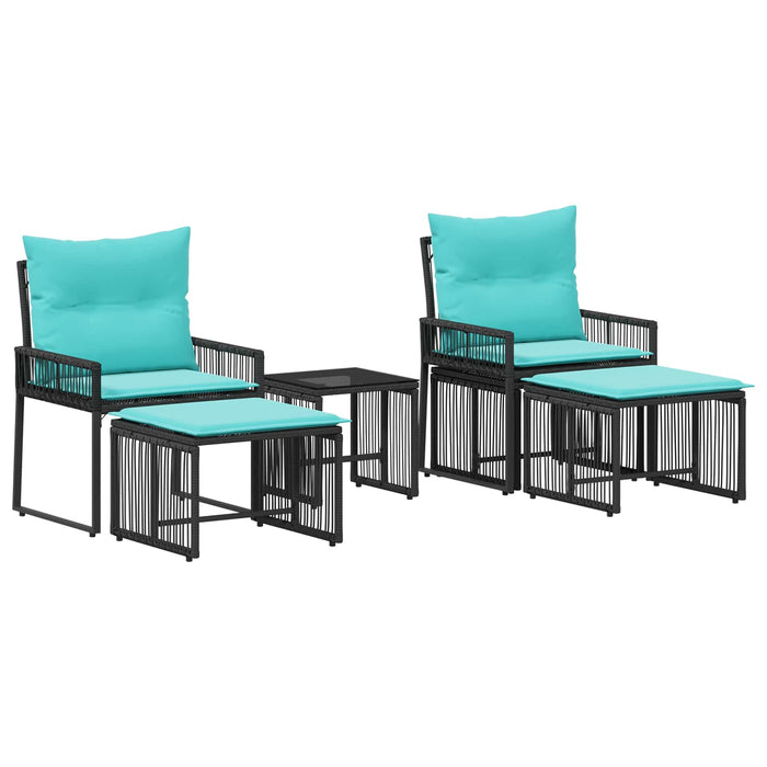 Set de Mobilier pentru Exterior 11 pcs Negru și Turcoaz - WALTI WALTI
