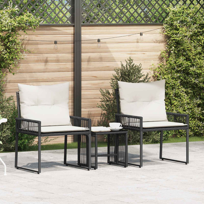 Set de Mobilier pentru Exterior 7 pcs Negru și Alb crem - WALTI WALTI