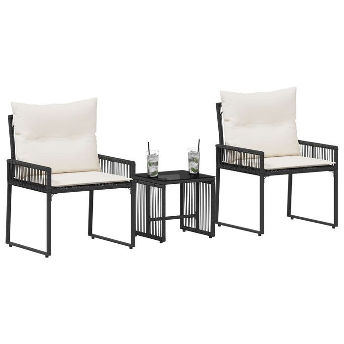 Set de Mobilier pentru Exterior 7 pcs Negru și Alb crem - WALTI WALTI