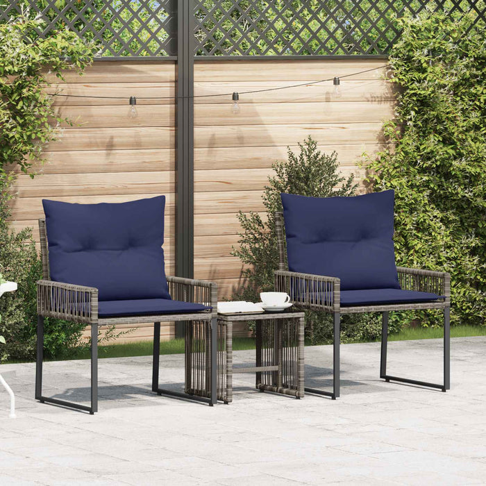 Set de Mobilier pentru Exterior 7 pcs Gri și albastru marin - WALTI WALTI