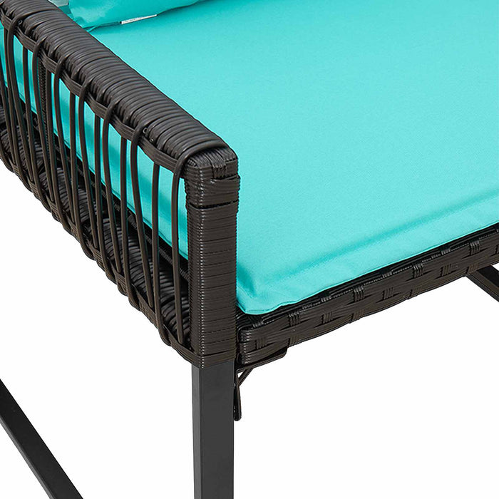 Set de Mobilier pentru Exterior cu pernă 7 pcs Negru și Turcoaz - WALTI WALTI