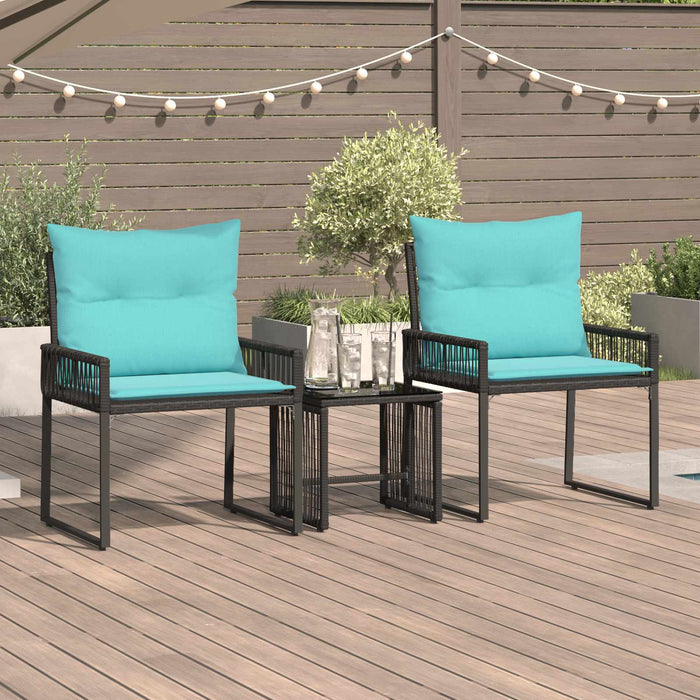 Set de Mobilier pentru Exterior cu pernă 7 pcs Negru și Turcoaz - WALTI WALTI