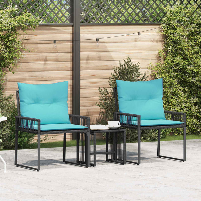 Set de Mobilier pentru Exterior cu pernă 7 pcs Negru și Turcoaz - WALTI WALTI