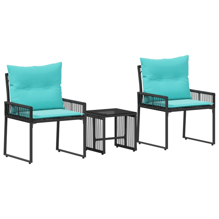 Set de Mobilier pentru Exterior cu pernă 7 pcs Negru și Turcoaz - WALTI WALTI