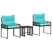 Set de Mobilier pentru Exterior cu pernă 7 pcs Negru și Turcoaz - WALTI WALTI
