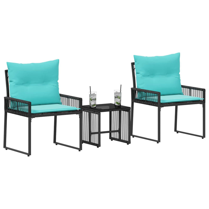 Set de Mobilier pentru Exterior cu pernă 7 pcs Negru și Turcoaz - WALTI WALTI