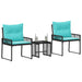 Set de Mobilier pentru Exterior cu pernă 7 pcs Negru și Turcoaz - WALTI WALTI
