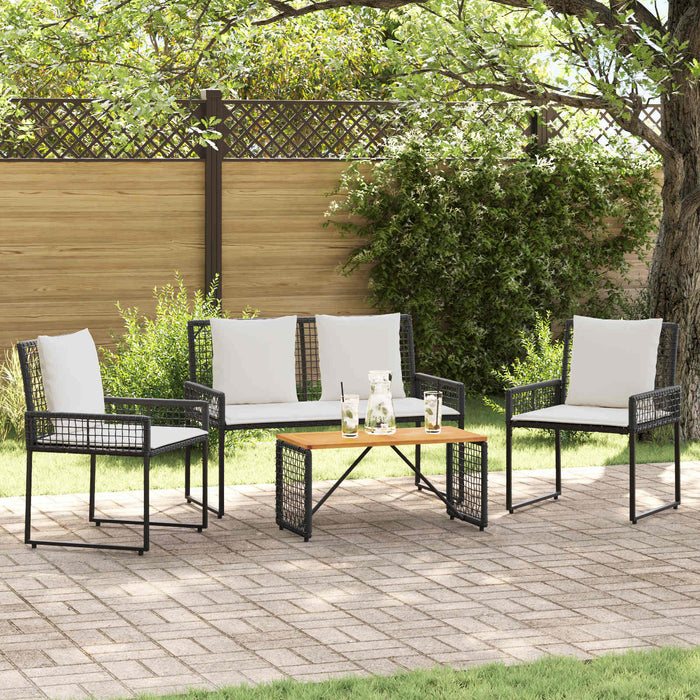 Set de Mobilier pentru Exterior 4 pcs Negru și Alb crem - WALTI WALTI