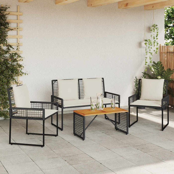 Set de Mobilier pentru Exterior 4 pcs Negru și Alb crem - WALTI WALTI