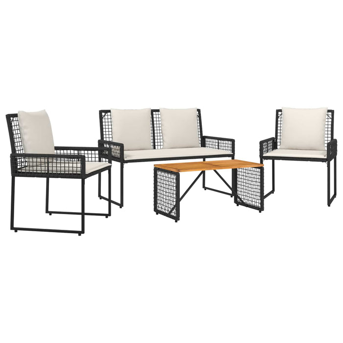 Set de Mobilier pentru Exterior 4 pcs Negru și Alb crem - WALTI WALTI