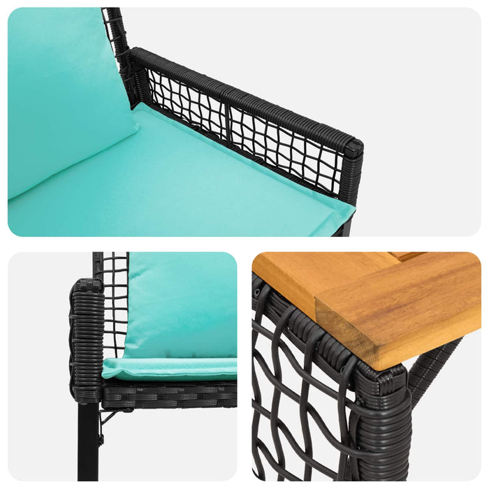 Set de Mobilier pentru Exterior cu pernă 4 pcs Negru și Turcoaz - WALTI WALTI