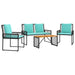 Set de Mobilier pentru Exterior cu pernă 4 pcs Negru și Turcoaz - WALTI WALTI