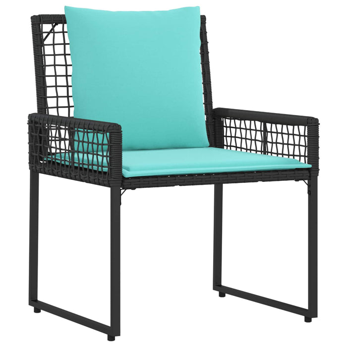 Set de Mobilier pentru Exterior cu pernă 4 pcs Negru și Turcoaz - WALTI WALTI