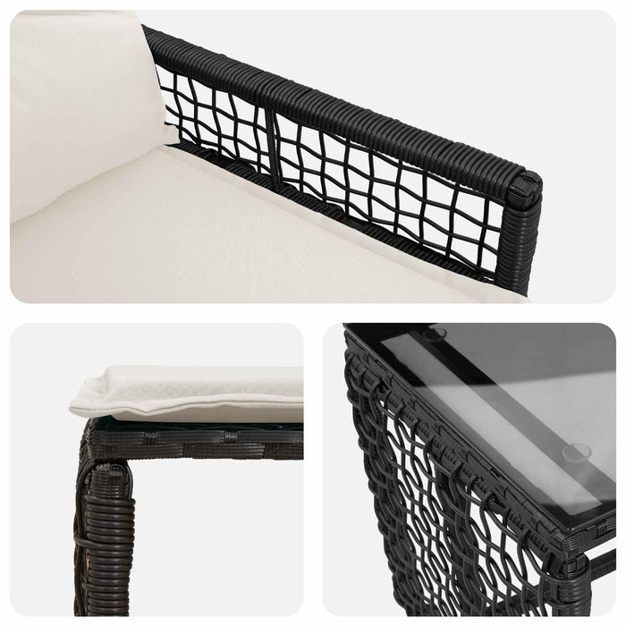 Set de Mobilier pentru Exterior cu pernă 5 pcs Negru și Alb - WALTI WALTI
