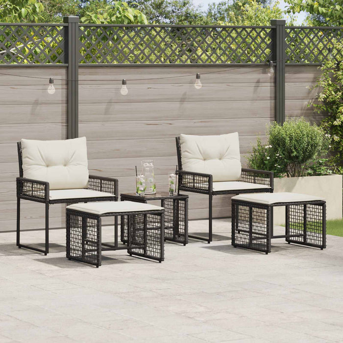 Set de Mobilier pentru Exterior cu pernă 5 pcs Negru și Alb - WALTI WALTI